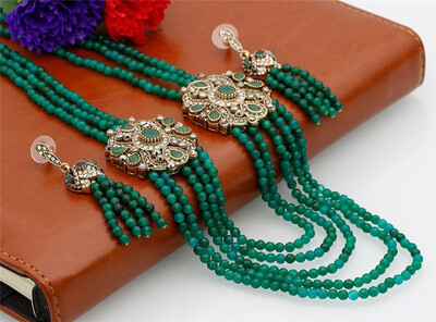Fashion Bohemia Jewelry Sets Natural Stones Beads Long Necklace Dangle Earring Multilevel Chain Round Full Crystal Pendant 2018
Fashion Bohemia Jewelry Sets Natural Stones Beads Long Necklace Dangle Earring Multilevel Chain Round Full Crystal Pendant 2018