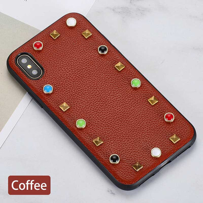 Genuine Leather Phone Case For iPhone X Litchi Texture rivet Back Cover For 6 6S 7 8 Plus Cases
Genuine Leather Phone Case For iPhone X Litchi Texture rivet Back Cover For 6 6S 7 8 Plus Cases