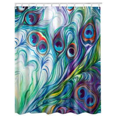 UpperX Fabric Waterproof Bathroom Shower Curtain Panel Sheer Decor With Hooks Set Oil painting peacock feather
UpperX Fabric Waterproof Bathroom Shower Curtain Panel Sheer Decor With Hooks Set Oil painting peacock feather