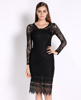 Autumn Lace Dresses Woman Long Sleeve Black Hollow Out Elegant Flower Print Dress Midi O Neck Fashion Women Clothes
Autumn Lace Dresses Woman Long Sleeve Black Hollow Out Elegant Flower Print Dress Midi O Neck Fashion Women Clothes
