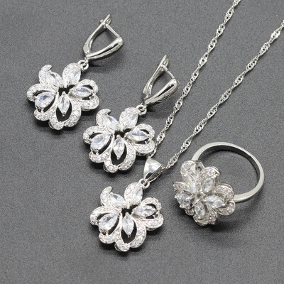 Flower Multicolor Stone Silver Plated Jewelry Sets for Women Choker Dangle Earrings Ring Three Colors Available Free Jewelry Box
Flower Multicolor Stone Silver Plated Jewelry Sets for Women Choker Dangle Earrings Ring Three Colors Available Free Jewelry Box