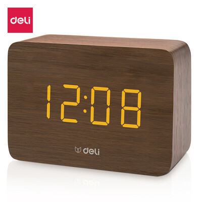 Deli deli small voice control mute alarm clock wood digital electronic clock brown 8814
Deli deli small voice control mute alarm clock wood digital electronic clock brown 8814