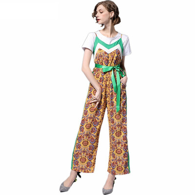 2018 Summer New Large Size Womens Color Hit Print Jumpsuits White T-shirt Two Piece Women Sets
2018 Summer New Large Size Womens Color Hit Print Jumpsuits White T-shirt Two Piece Women Sets