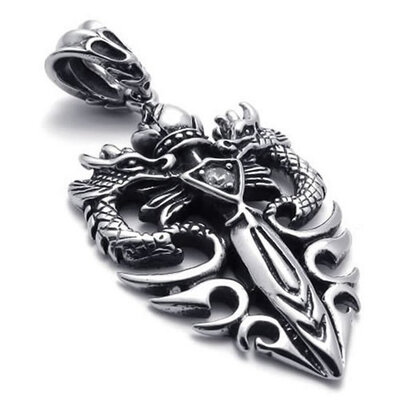 Hpolw Tribal Mens Stainless Steel Black Dragon Sword Pendant Necklace Gothic with 18-26 inch Chain
Hpolw Tribal Mens Stainless Steel Black Dragon Sword Pendant Necklace Gothic with 18-26 inch Chain