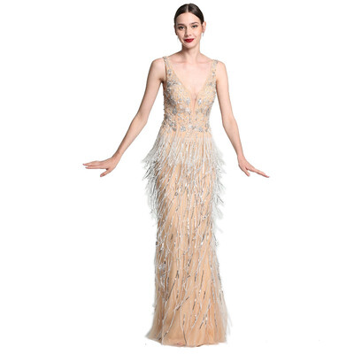 Sexy Deep-V Mermaid Gold Tulle Evening Dresses Newest Beading Sequined Luxury Evening Gown 2018 Alacati
Sexy Deep-V Mermaid Gold Tulle Evening Dresses Newest Beading Sequined Luxury Evening Gown 2018 Alacati