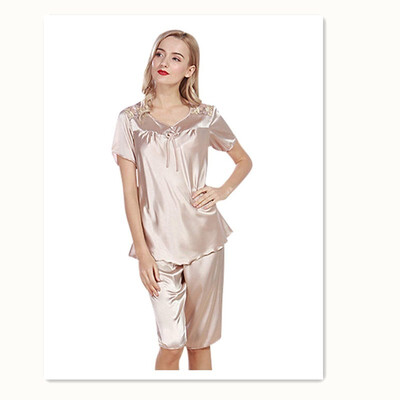 Womens Pajamas Silk Pajamas Short Sleeve Pants Set Sexy Pajamas Large Size Home Wear
Womens Pajamas Silk Pajamas Short Sleeve Pants Set Sexy Pajamas Large Size Home Wear