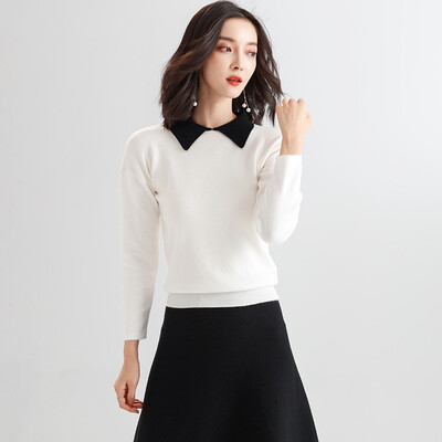 Langyue Womens 2018 Autumn New Korean Solid Color Knitwear Female Doll Collar Slim Slim Long Sleeve Shirt LWYC188149 White
Langyue Womens 2018 Autumn New Korean Solid Color Knitwear Female Doll Collar Slim Slim Long Sleeve Shirt LWYC188149 White