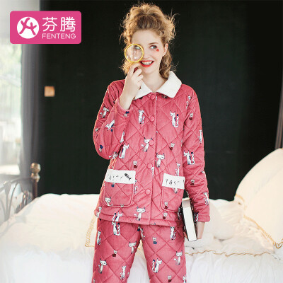 Fen Teng 2018 autumn&winter new playful cat cardigan lapel thickening plus velvet quilted long-sleeved pajamas ladies home service ladies quilted pajamas F98950850 water red M
Fen Teng 2018 autumn&winter new playful cat cardigan lapel thickening plus velvet quilted long-sleeved pajamas ladies home service ladies quilted pajamas F98950850 water red M
