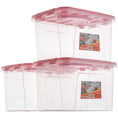 JEKO&JEKO plastic tabletop small transparent storage box 10L 3 Pack toy storage box snack storage box portable storage box pink SWB-515
JEKO&JEKO plastic tabletop small transparent storage box 10L 3 Pack toy storage box snack storage box portable storage box pink SWB-515