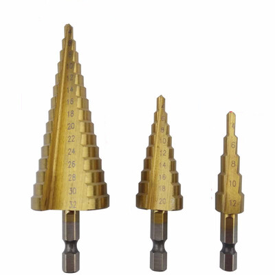 3pcs Hex Shank larger Titanium Coated Step Drill Bit Set High Quality Hex Shank Step Cone cordless drill tool set
3pcs Hex Shank larger Titanium Coated Step Drill Bit Set High Quality Hex Shank Step Cone cordless drill tool set