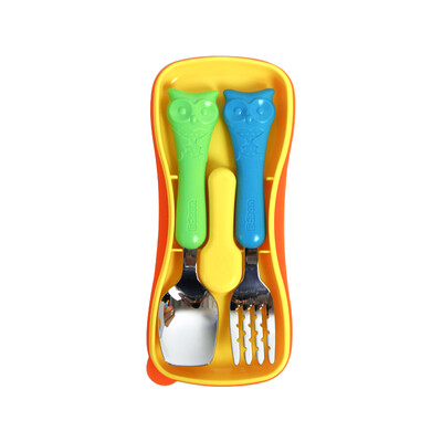 Korea Edison childrens tableware baby spoon fork set childrens stainless steel fork spoon set owl series big children models green blue 4 years old
Korea Edison childrens tableware baby spoon fork set childrens stainless steel fork spoon set owl series big children models green blue 4 years old
