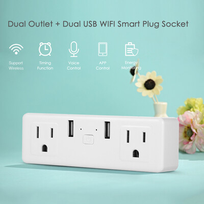 Dual Outlet Dual USB Smart Plug Socket Wireless APP Remote Control Power Outlet Support Timing Countdown Function Compatible wit
Dual Outlet Dual USB Smart Plug Socket Wireless APP Remote Control Power Outlet Support Timing Countdown Function Compatible wit