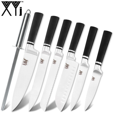 XYj Stainless Steel Kitchen Knife Set Sharp Blade Black Handle Popular Kitchen Knives with Sharpener Rod Meat Fish Sushi Tools
XYj Stainless Steel Kitchen Knife Set Sharp Blade Black Handle Popular Kitchen Knives with Sharpener Rod Meat Fish Sushi Tools