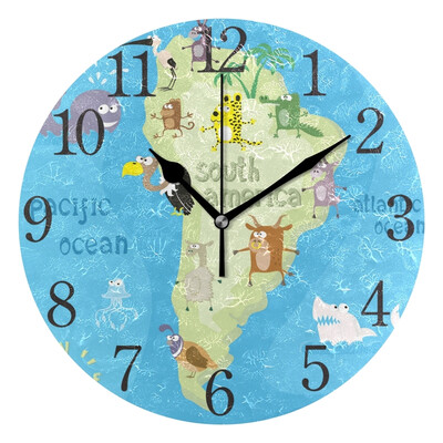 Wall Clock Map Of Continent With Animals Round Wall Clock Arabic Numerals Design
Wall Clock Map Of Continent With Animals Round Wall Clock Arabic Numerals Design