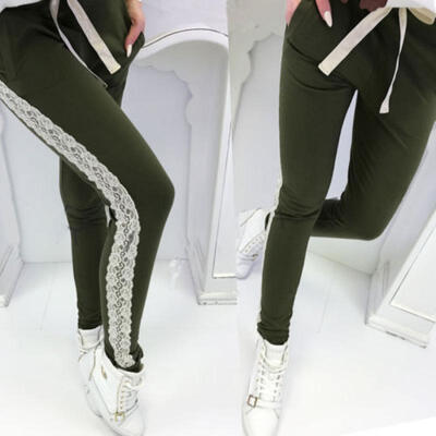 USA Women High Waist Drawstring Elastic Casual Pants Ladies Lace Pencil Trousers 
USA Women High Waist Drawstring Elastic Casual Pants Ladies Lace Pencil Trousers