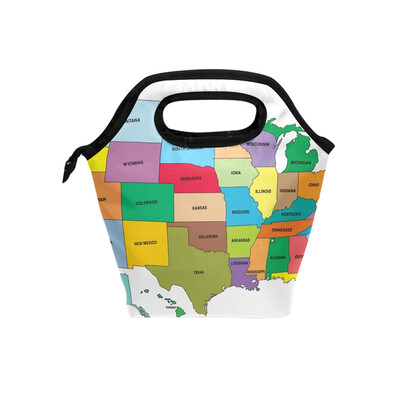 Lunch Tote Bag Colorful American Map Travel Picnic Insulated Lunch Handbags Portable Zipper Lunch Bag Box
Lunch Tote Bag Colorful American Map Travel Picnic Insulated Lunch Handbags Portable Zipper Lunch Bag Box