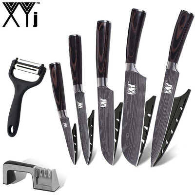 XYj Damascus Veins Kitchen Knives Cutlery Stainless Steel Knife Set Tools Gift Covers
XYj Damascus Veins Kitchen Knives Cutlery Stainless Steel Knife Set Tools Gift Covers