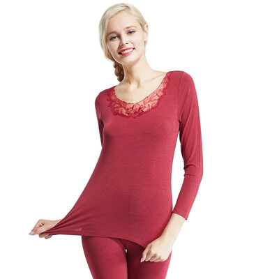 Modal V-neck lace Qiuyi Qiuku womens mens velvet high-elastic fever base warm underwear set magenta
Modal V-neck lace Qiuyi Qiuku womens mens velvet high-elastic fever base warm underwear set magenta
