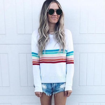 New Women Lady Long Sleeve Loose O Neck Striped Print Blouse Casual Top T shirt
New Women Lady Long Sleeve Loose O Neck Striped Print Blouse Casual Top T shirt