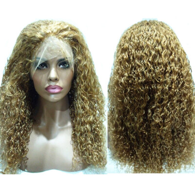 N..W. European virgin human hair Curly Full lace wigs with baby hair #27 Dark blonde color
N..W. European virgin human hair Curly Full lace wigs with baby hair #27 Dark blonde color