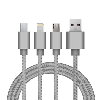 Bee wing multi-function one three three-in-one phone charger line / power cord braided wire 1 m gray Type-C / Andrews / Apple iPhone6S 5S oppo vivo Huawei
Bee wing multi-function one three three-in-one phone charger line / power cord braided wire 1 m gray Type-C / Andrews / Apple iPhone6S 5S oppo vivo Huawei