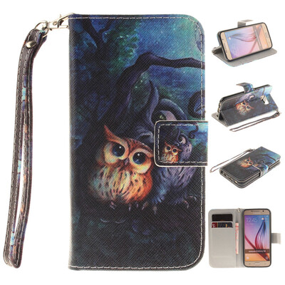Картина маслом Сова Дизайн Кожа PU откидная крышка бумажника карты держатель чехол для SAMSUNG GALAXY S6