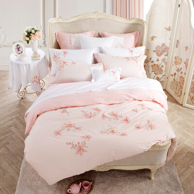 

Величественные домашний текстиль постельное белье вышитые джинсовые постельное белье из хлопка на комфортном забор цветы розовые 1,8 м кровать 220 * 240см