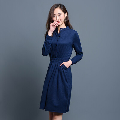 KuoyiHouse 7007 suede dress Korean version of the collar collar straight color skirt Slim was thin loose waist dress female blue
KuoyiHouse 7007 suede dress Korean version of the collar collar straight color skirt Slim was thin loose waist dress female blue