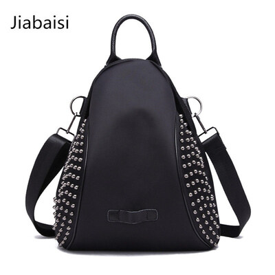Jiabaisi shoulder bag multifunction 3 Fashion Rivets Retro Black lightweight Women backpack waterproof Fabric Ladies Crossbody bag
Jiabaisi shoulder bag multifunction 3 Fashion Rivets Retro Black lightweight Women backpack waterproof Fabric Ladies Crossbody bag