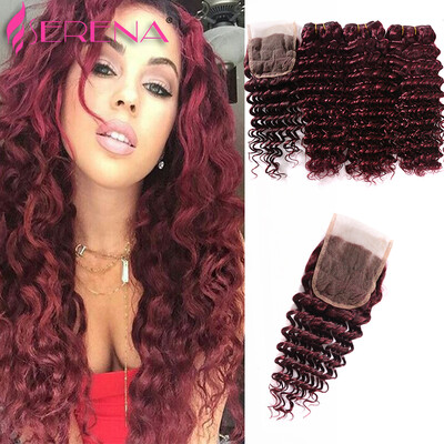 Peruvian Burgundy Hair Deep Wave 3 Bundles With Lace Closure #99J Wine Red Deep Curly Human Hair Weaves With Closure
Peruvian Burgundy Hair Deep Wave 3 Bundles With Lace Closure #99J Wine Red Deep Curly Human Hair Weaves With Closure