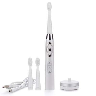 Power Sonic Toothbrush with 3 Toothbrush Heads Super/ Normal/Meaasge Three Types of Modes USB Charge Effective Cleaning
Power Sonic Toothbrush with 3 Toothbrush Heads Super/ Normal/Meaasge Three Types of Modes USB Charge Effective Cleaning