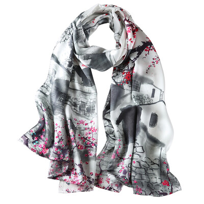 2017 Summer New Fashion Silk Scarf Beach Office Paty Silk Scarves Pure Silk Collarette Women Gifts Vintage Ink Painting Style
2017 Summer New Fashion Silk Scarf Beach Office Paty Silk Scarves Pure Silk Collarette Women Gifts Vintage Ink Painting Style