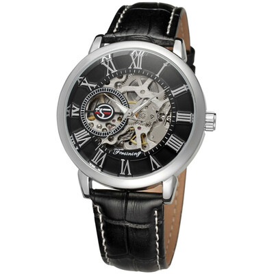 FORSINING Silver Case Luxury Men Roman Numerals Leather Strap Wristwatch Casual Mechanical Watch
FORSINING Silver Case Luxury Men Roman Numerals Leather Strap Wristwatch Casual Mechanical Watch