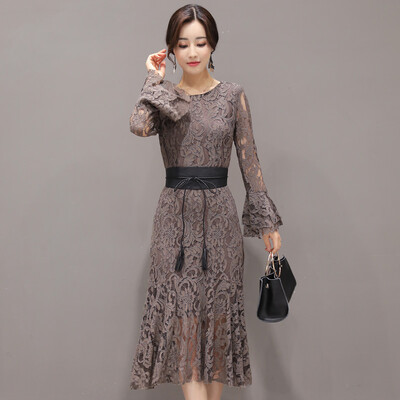 A pond morning 2017 autumn women long paragraph sexy dress lace long sleeves Slim waist skirt S73R0030LA107M brown
A pond morning 2017 autumn women long paragraph sexy dress lace long sleeves Slim waist skirt S73R0030LA107M brown
