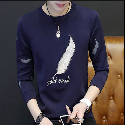 Fall new men's round neck feathers embroidered long-sleeved sweater youth casual tide tulips
Fall new men's round neck feathers embroidered long-sleeved sweater youth casual tide tulips