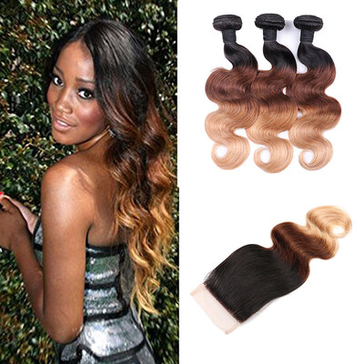 8A Ombre Brazilian Body Wave Hair 3 Bundles With Closure Color #1b/4/27 100% Remy Human Hair
8A Ombre Brazilian Body Wave Hair 3 Bundles With Closure Color #1b/4/27 100% Remy Human Hair