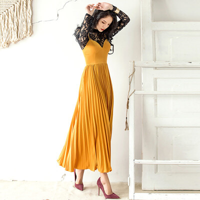 Weijia 2017 autumn harness dress new high waist Slim sleeveless A word pleated retro pure color long skirt
Weijia 2017 autumn harness dress new high waist Slim sleeveless A word pleated retro pure color long skirt