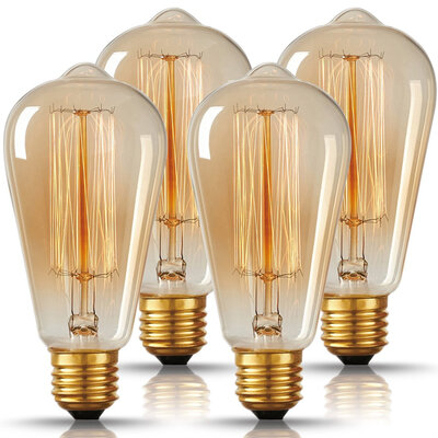 BOKT Vintage Edison Bulbs 60W ST64 Antique Edison Bulb Squirrel Cage Filament Bulb for Pendant Light 2700K E27 Medium Base 4 PACK
BOKT Vintage Edison Bulbs 60W ST64 Antique Edison Bulb Squirrel Cage Filament Bulb for Pendant Light 2700K E27 Medium Base 4 PACK