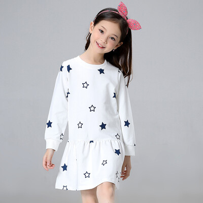 Xin Song girl dress dress children's dress princess children's clothing baby dress in the big child Korean skirt white star J050A1 130
Xin Song girl dress dress children's dress princess children's clothing baby dress in the big child Korean skirt white star J050A1 130