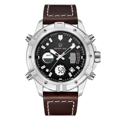 GOLDENHOUR Hot Selling Luxury Brand Mens Analog Digital Leather Quartz Sports Watches Men Army Military Watch Man Clock
GOLDENHOUR Hot Selling Luxury Brand Mens Analog Digital Leather Quartz Sports Watches Men Army Military Watch Man Clock