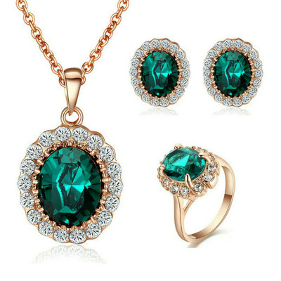 Yoursfs® 18K Rose Gold Plated Fully-jewelled Simulated Emerald Necklace Ring And Earring Jewelry Use Austrian Crystal Bridal Set
Yoursfs® 18K Rose Gold Plated Fully-jewelled Simulated Emerald Necklace Ring And Earring Jewelry Use Austrian Crystal Bridal Set