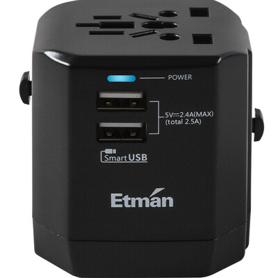 Intermaner (Etman) dual USB Go abroad conversion plugs obsidian black multi-country universal socket converter Malaysia Bali Japan United States British standard European standard German standard
Intermaner (Etman) dual USB Go abroad conversion plugs obsidian black multi-country universal socket converter Malaysia Bali Japan United States British standard European standard German standard