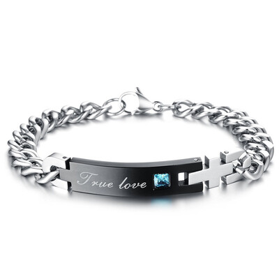 Women Man Titanium Stainless True Love Couples Bracelet Romantic Bangle With Blue Pink Crystal Chain Fashion Fine ID wristband J
Women Man Titanium Stainless True Love Couples Bracelet Romantic Bangle With Blue Pink Crystal Chain Fashion Fine ID wristband J