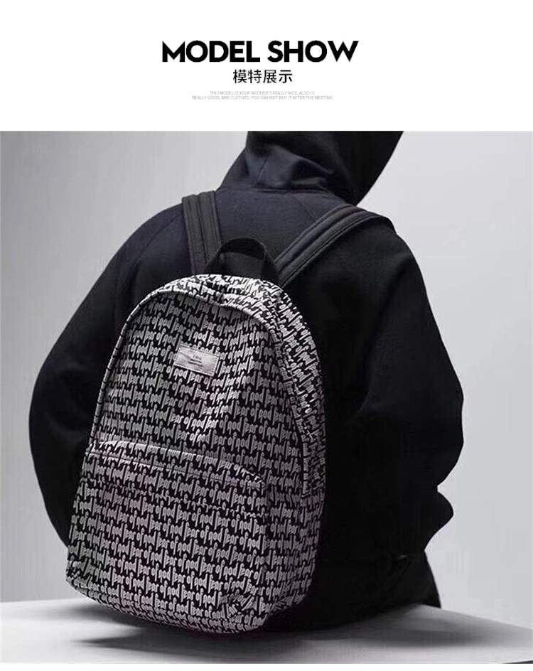 fog双肩包书包情侣复线ins潮流满印学生of背包皮质男女运动god大容量