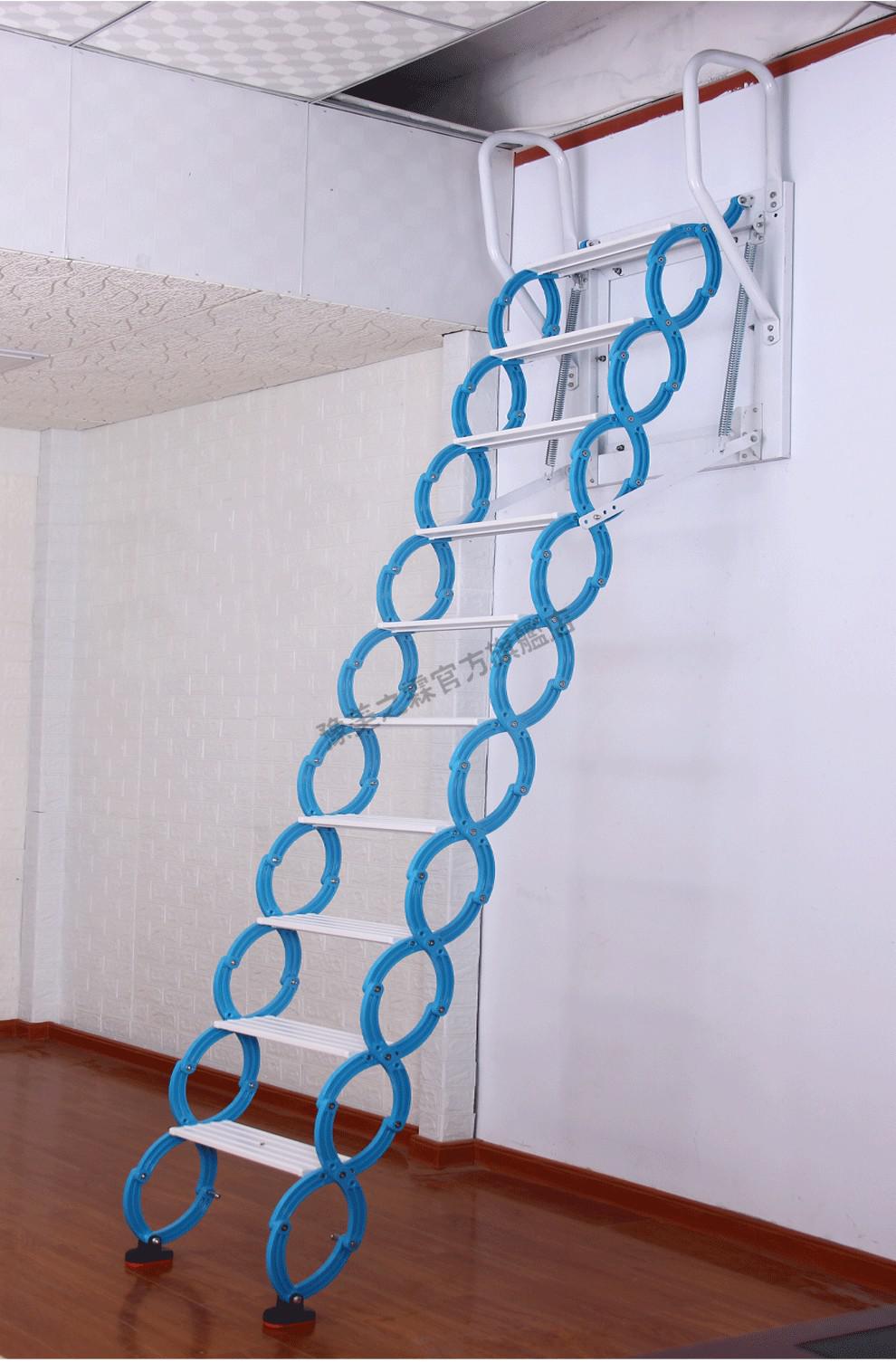 阁楼伸缩楼梯阁楼楼梯家用楼梯壁挂式升降梯子室内爬梯半自动加厚复式