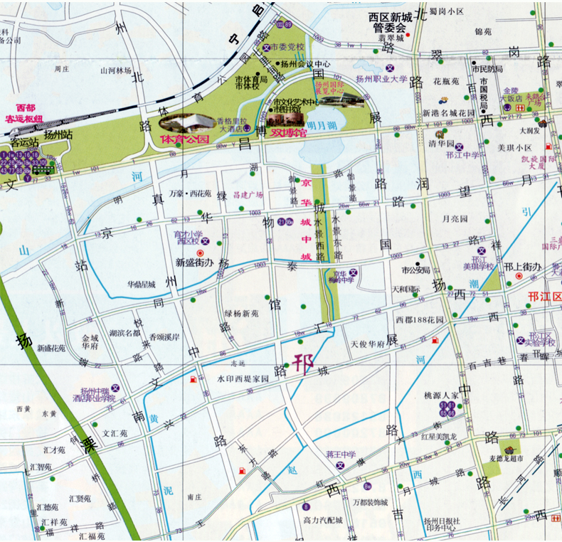 2018新版扬州交通旅游图扬州地图街道详图瘦西湖仪征新区宝应城区高邮