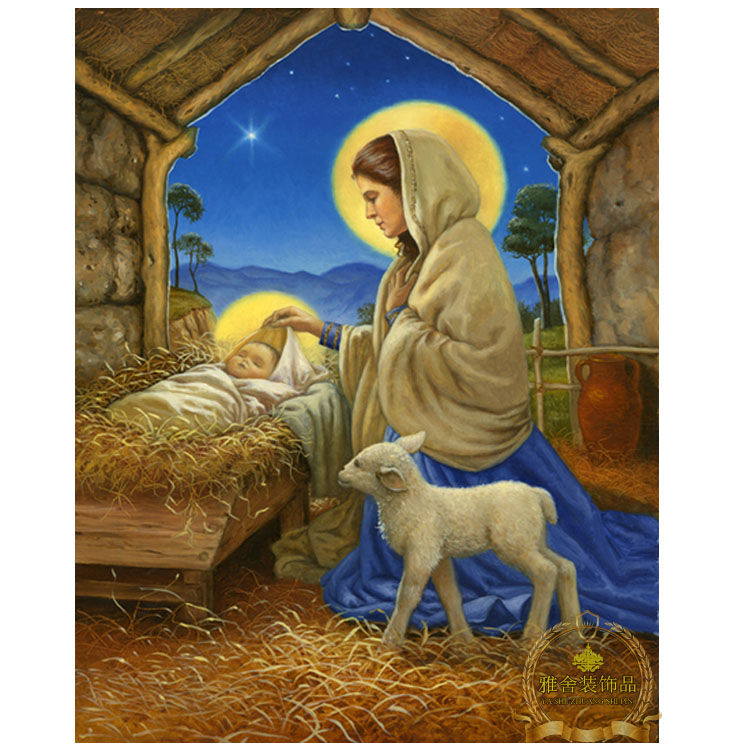 【】天使圣母玛利亚画像天主基督教徒客厅装饰画玄关挂画耶稣画像画芯