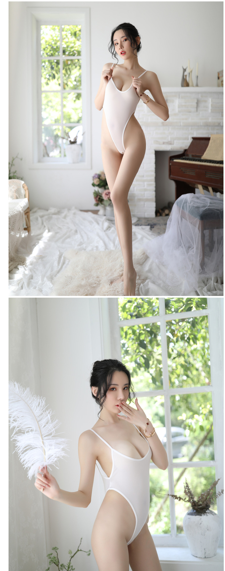 卡杰芮情趣内衣开档免脱高叉连体衣泳装死库水性感薄透明紧身衣性感