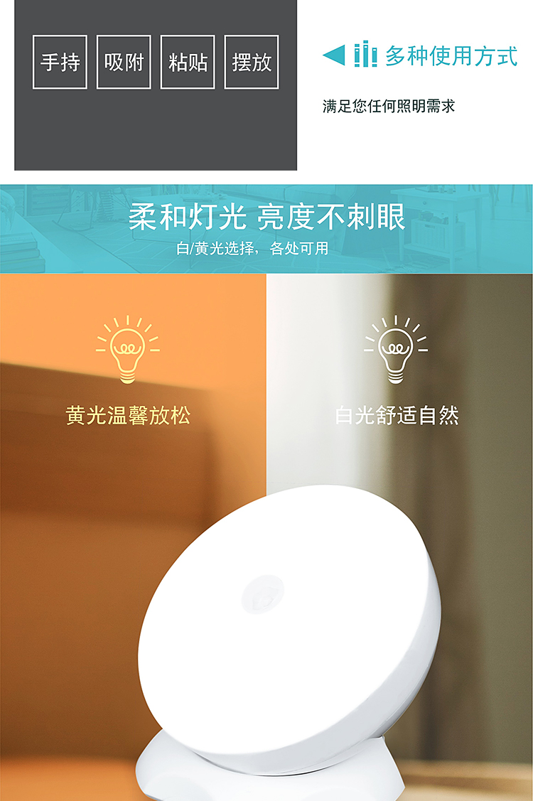 智能人体感应led小夜灯泡床头夜间睡眠厕所夜光洗手间聚合物电池360
