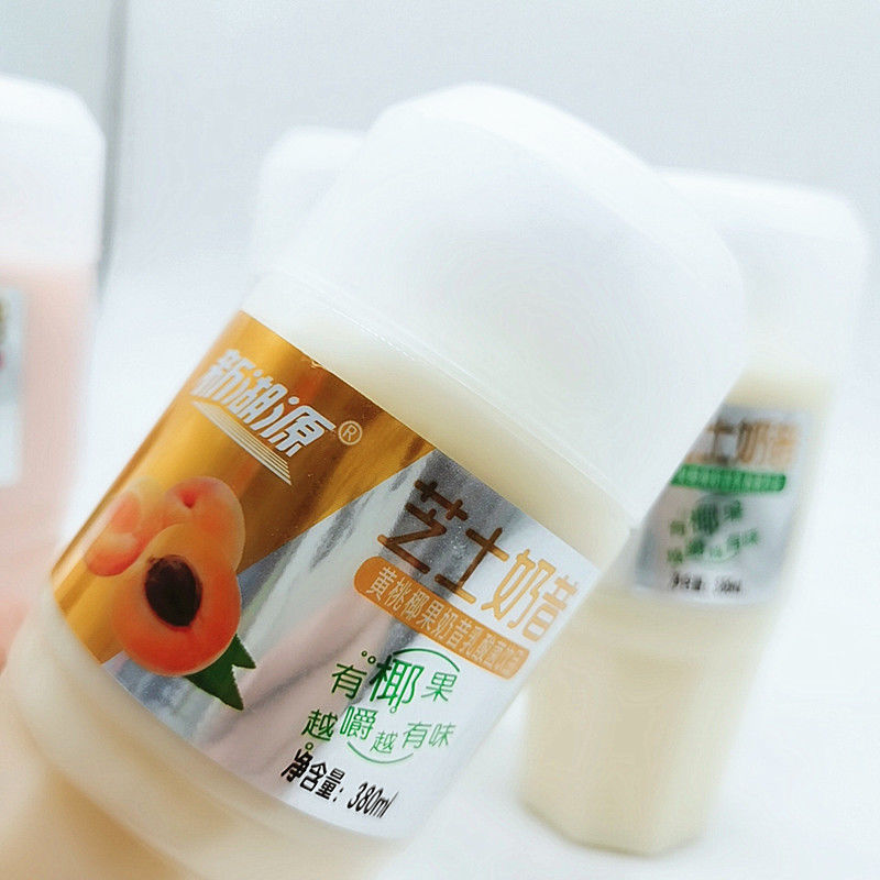 新湖源芝士奶昔饮料380ml瓶椰果苹果原味草莓绿豆乳酸菌饮品果汁黄桃